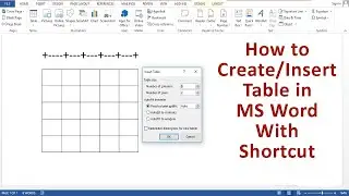 How to insert or create table in ms word with shortcut system