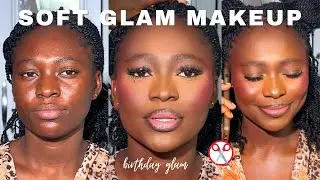 Soft glam makeup tutorial on brown skin | Unedited birthday photoshoot step by step makeup