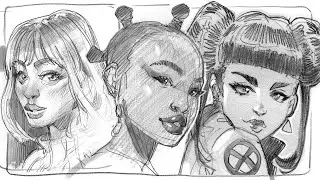 Head Drawing Techniques (Guided) || 3 -10 Minute Studies