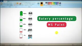 How to draw batery percentage with emoji 🙂😐🙁😥😭 in ms paint /-