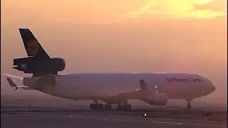 Lufthansa MD-11F de-icing and departure Frankfurt airport