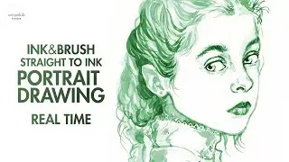 Portrait Drawing with INK - Real Time Drawing 4K