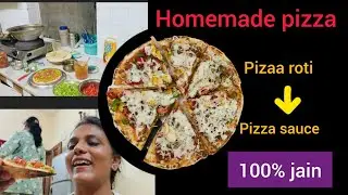 Aaj ghar par bna ek dum jain pizza! my bhua tasted for the first time #jainpizzarecipe #jainrecipe