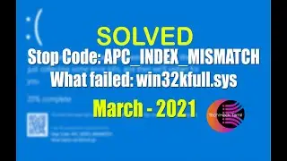 How to Fix Stop Code APC INDEX MISMATCH | Win32kfull.sys | Blue Screen Error On Windows 10 || Tamil