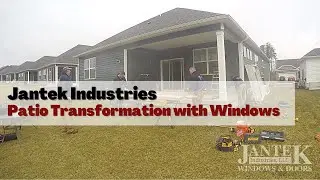 Patio Transformation using Sliding Glass Doors and Transom Windows