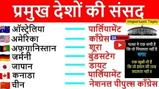 Desho ki Sansad ka naam | देशों की संसद का नाम | Parliament Name of Country | Gk Tricks in Hindi