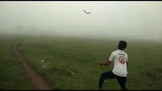 wooden Boomerang Throw in foggy Chennai@maruthuvalarisboomerangs6160