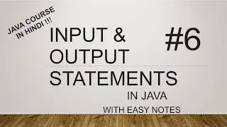 Input and Output Statement in java