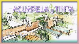 Dibujo arquitectónico con acuarela - Diseño de plataforma