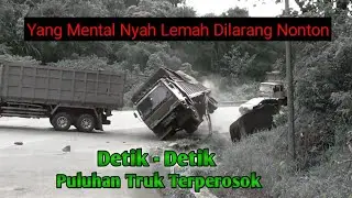 Inalillahi Detik Detik Puluhan Truk Terperosok   Hingga Pemotor Menabrak Bahu Jalan