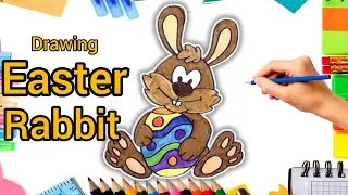 Drawing and Coloring an Easter Rabbit - drawing for kids