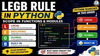 LEGB Rule in Python Explained | Scope in Functions & Modules (Local, Enclosing, Global, Built-in)