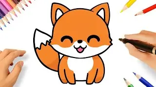 HOW TO DRAW A CUTE KAWAII FOX EASY 🦊