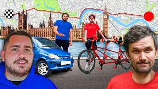 Tiny Car Vs Tandem Bike Race Across a City