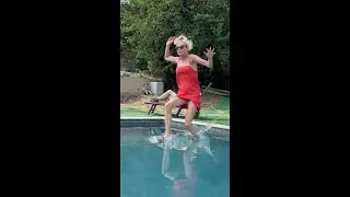 She jumped in the pool 