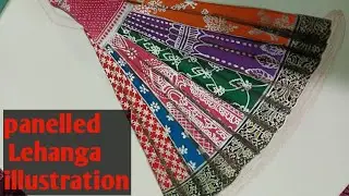 Panelled lehanga illustration tutorial | step by step | fashion illustration | fashion designing