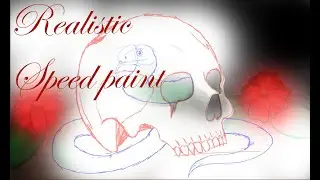 Skull Snake and Flowers realistic speed paint