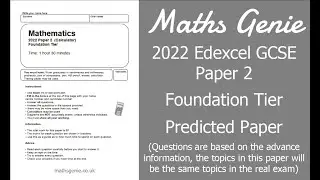 Edexcel 2022 GCSE Maths Paper 2 Foundation Predicted Paper