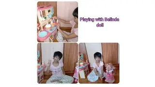 Playing with Belinda doll. Mahi having fun.Feeding Belinda. walking doll, talking and singing.