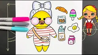 How to draw Lalafanfan the Duck 😍 and treats 🍨🍦🍪
