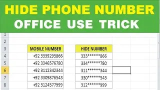 How to Hide Middle Digits of a Phone Number in excel | Show Only First & Last 3 Digits|