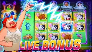 WE WANT OUR COWS BACK!!! LIVE BONUSES on INVADERS ATTACK FROM THE PLANET MOOLAH - CASINO SLOTS