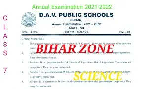 Science || Final Exam Question Paper || Dav Public School || 2021-2022