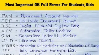 Most Important Full Forms || 