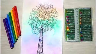 Рисуем радугу пакетом. Дерево из сказки.