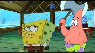 Patrick cut Spongebob in half