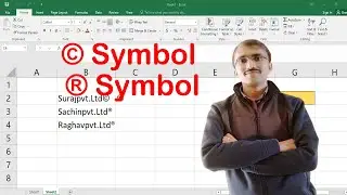 Short cut key of Copyright and Registered Symbol in Microsoft Excel