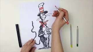 How To Draw CAT IN THE HAT Full Body Easy / Cat in The Hat Drawing Dr. Suess Characters Body Cute