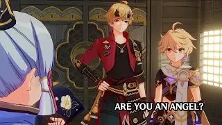Traveller first time meet up with Ayaka [CUTSCENE] | Genshin Impact |