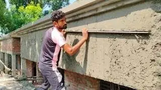 Compound wall plaster design_ Front drop wall plastering | properly plaster of brick wall