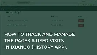 How to track and manage pages a user visits in Django (History App).