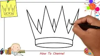 How to draw a crown EASY step by step for kids, beginners, children 3