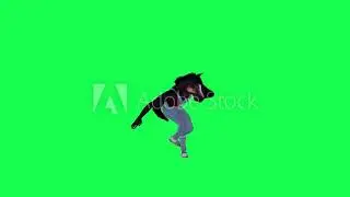 3D animated farmer's horse dancing and rearing from left angle on green screen buy in telegram bio