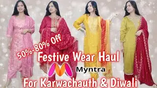 Myntra 80% OFF SALE🤩 Designer Kurti Suit Set TRYON HAUL For Festive Season #sakshianand #myntra