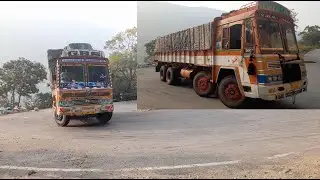 Fully  Loaded Old Truck Facing Problem on Hairpin Bend