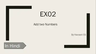 Adding Two Number in Python|| Ex_02|| In Hindi
