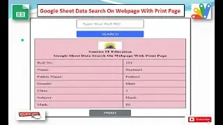 How to Google Sheet Data Search on Web page with Page Print by Web app Script