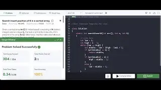 GFG | Problem of the Day | Search insert position of K in a sorted array : Binary Search