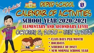 DEPED SCHOOL CALENDAR OF ACTIVITIES for SY 2020-2021