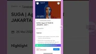 Iseng buka aplikasi Tiketdotcom sudah ada tiket konser Suga BTS AgustD - Cerita Mama