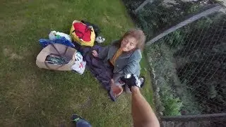 I save the homeless from the heat | The girl ran into the bike!!!