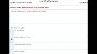 ECO-402 Microeconomics Quiz-03 |By Virtual University |Online VU