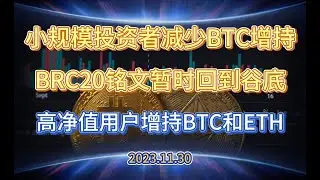 欧美亚三时区ETH与BTC走势基本相同 铭文市场暂时遇冷 高净值投资者增持BTC和ETH - 2023.11.30