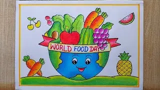 Food Day Poster drawing| World Food Day poster drawing easy| Balanced Diet chart| Eat Healthy poster