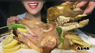Asmr cook and eat iraqi Bachaa | lamb heat & feet طبخ واكل الباجة العراقية راس خروف وكوراع