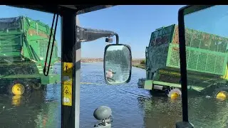 Nehirde kalan biçerdöveri biçerdöver ve traktör ile çektik massey 5455